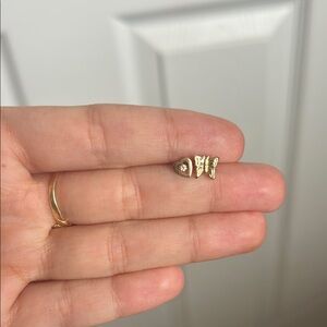 Gold Butterfly and heart Stud Earrings